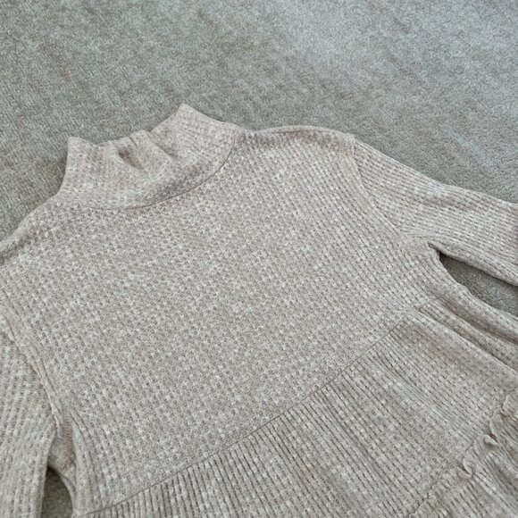 Anthropologie Eri + Ali Waffle Knit Ruffle Top S - Picture 3 of 10